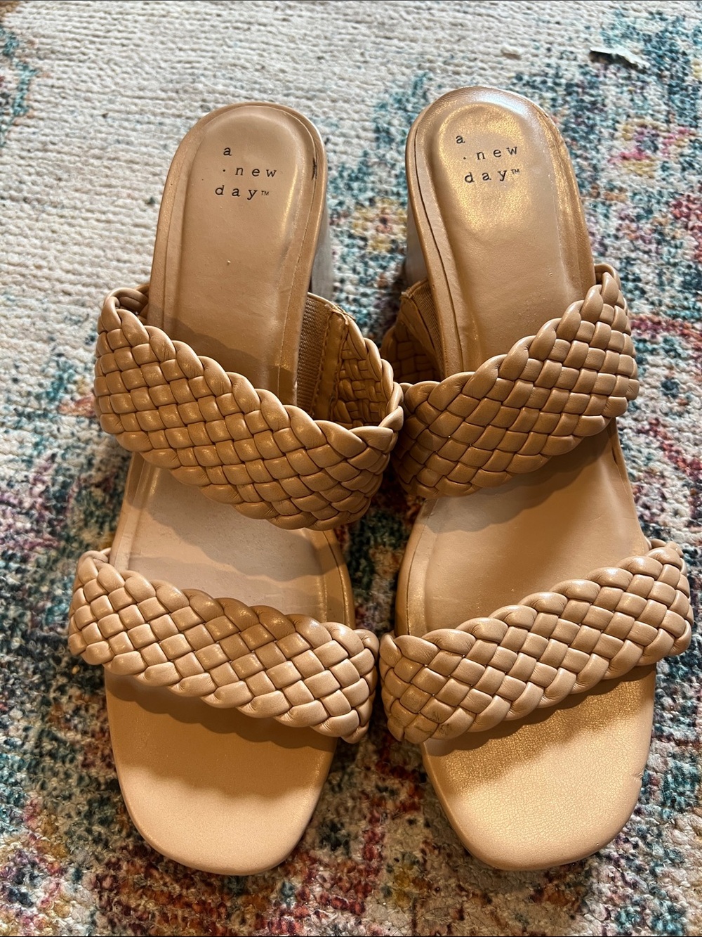 a new day Woven Double-Strap Slide Sandal in Tan